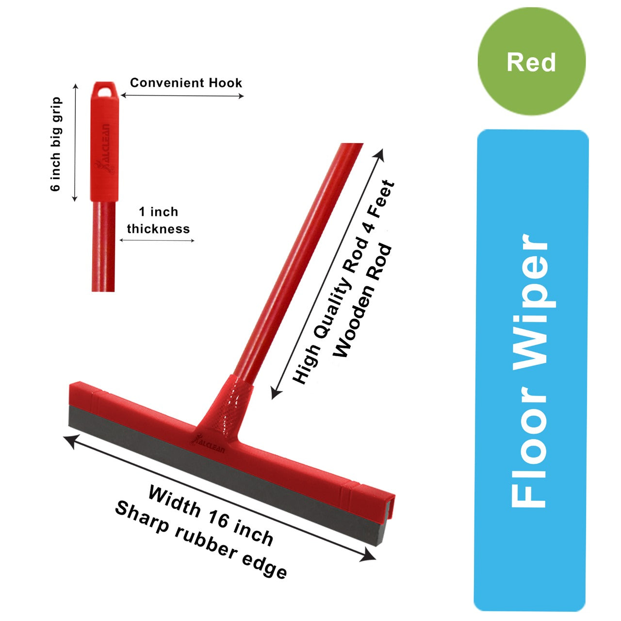 Wiper Set (Red) Wooden Rod