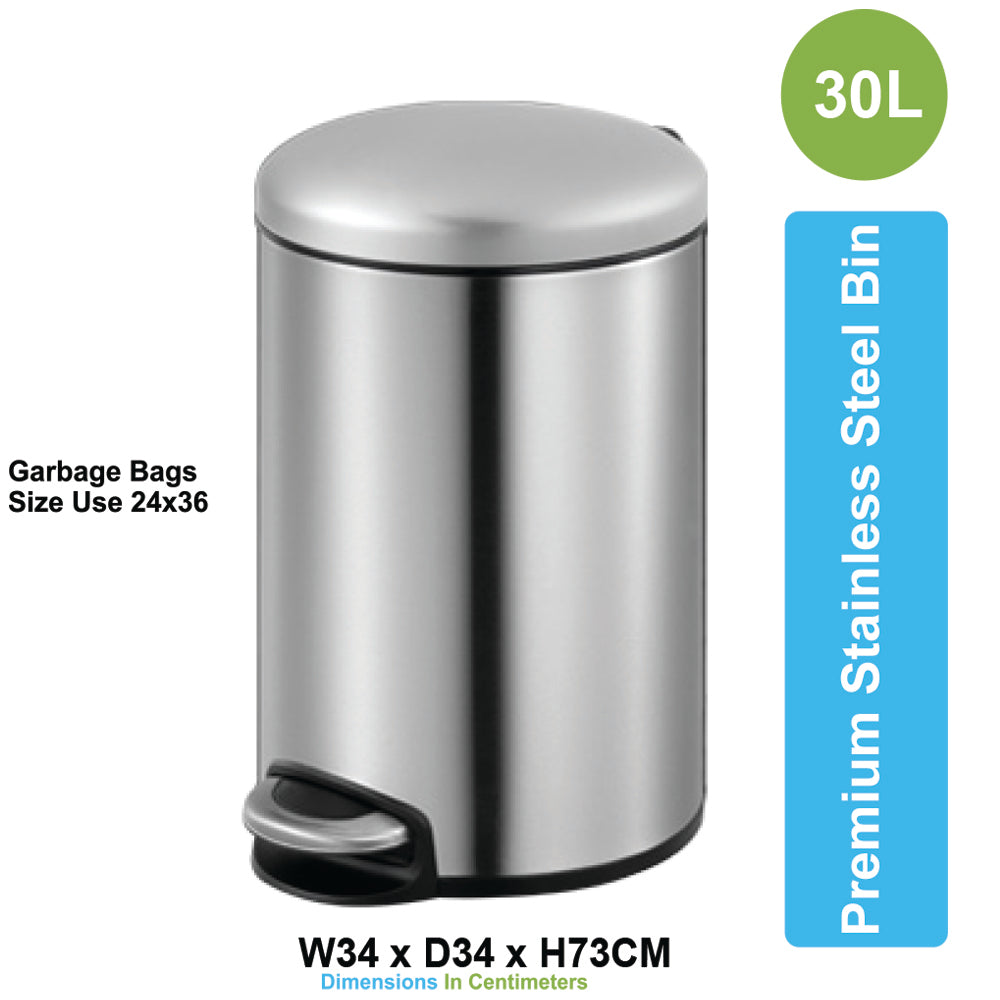 ASD-10-30L-Stainless Steel Dustbin with Pedal 30L