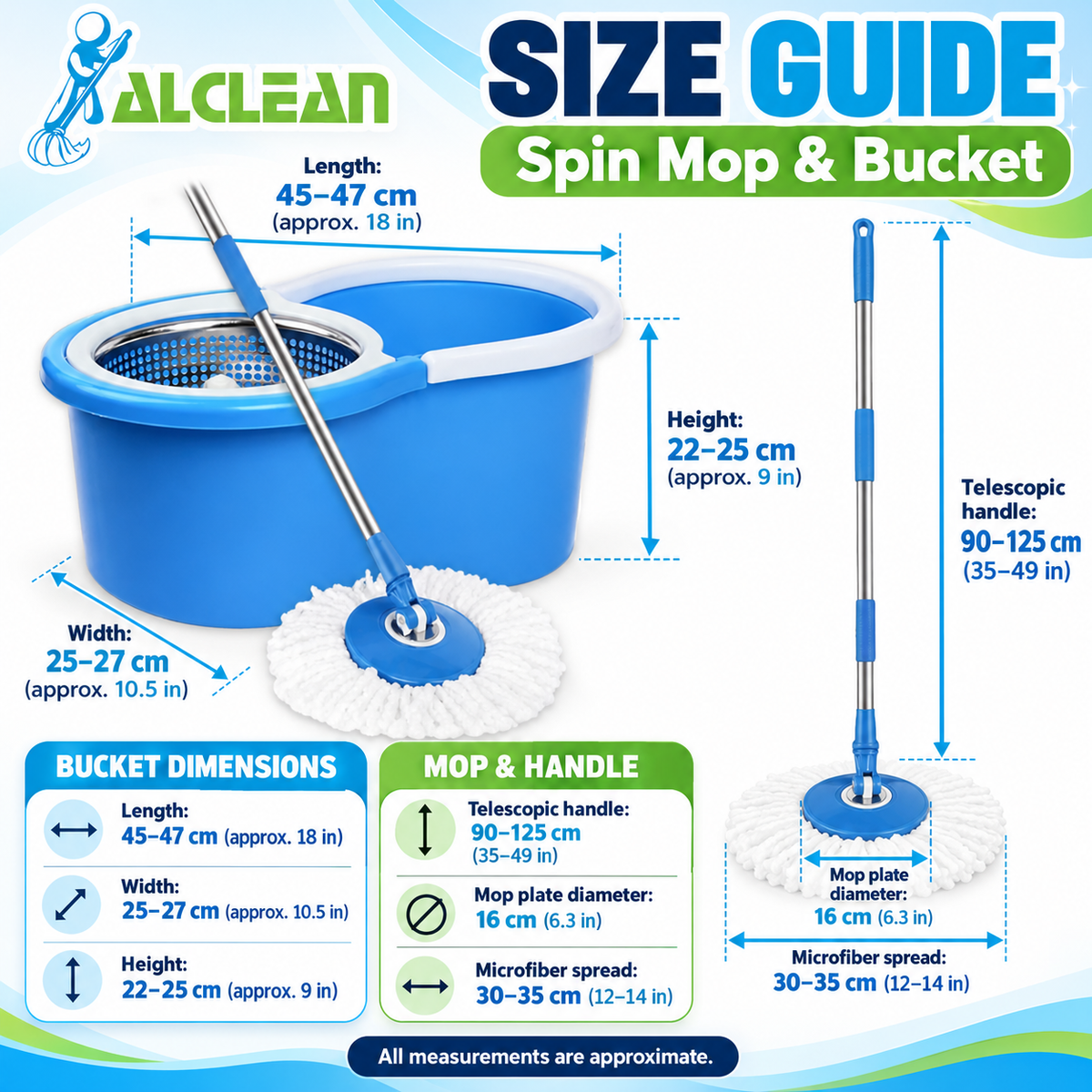 M-015-Blue - Spin Mop Bucket with wheels