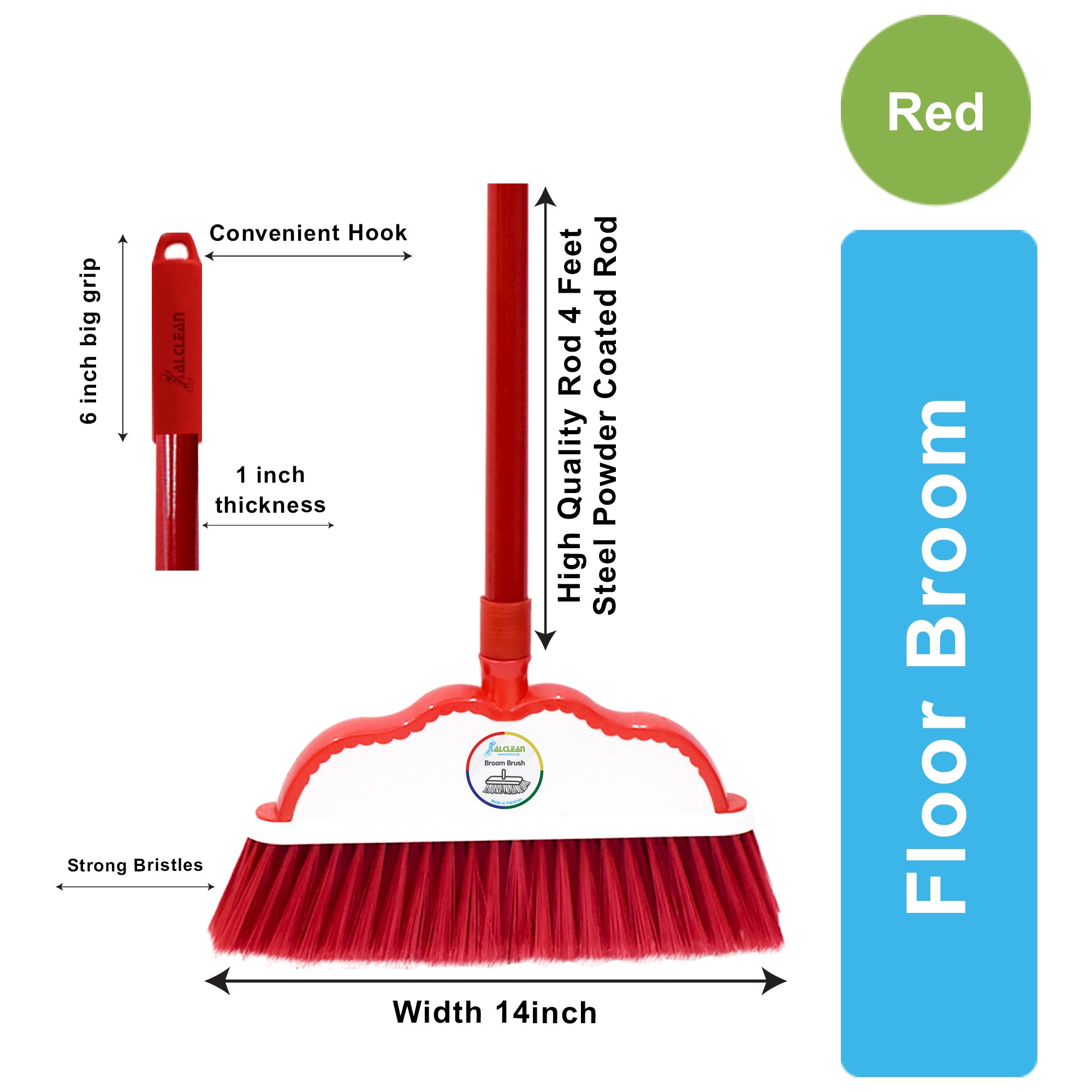 Broom Set (RED) Metal Rod