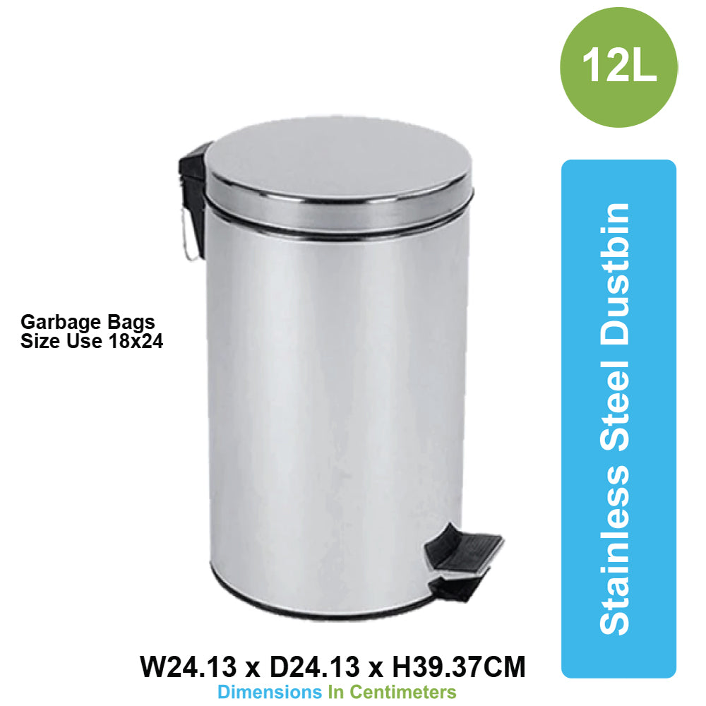 ASD-05-12L-Stainless Steel Dustbin with Pedal 12L