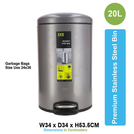 ASD-10-20L-Stainless Steel Dustbin with Pedal 20L