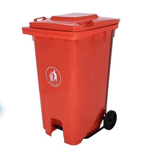 XDL-240U-RED-Plastic Pedal Dustbin with Wheel