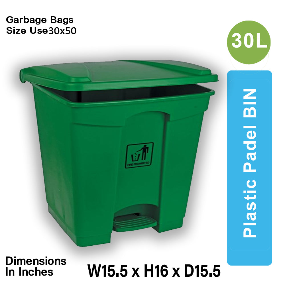 Plastic Pedal Bin-30L (Green)