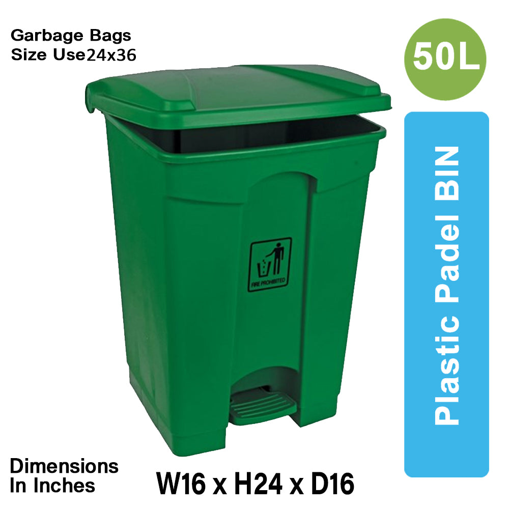 Plastic Pedal Bin-50L (Green)