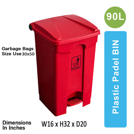 Plastic Pedal Bin-90L (Red)