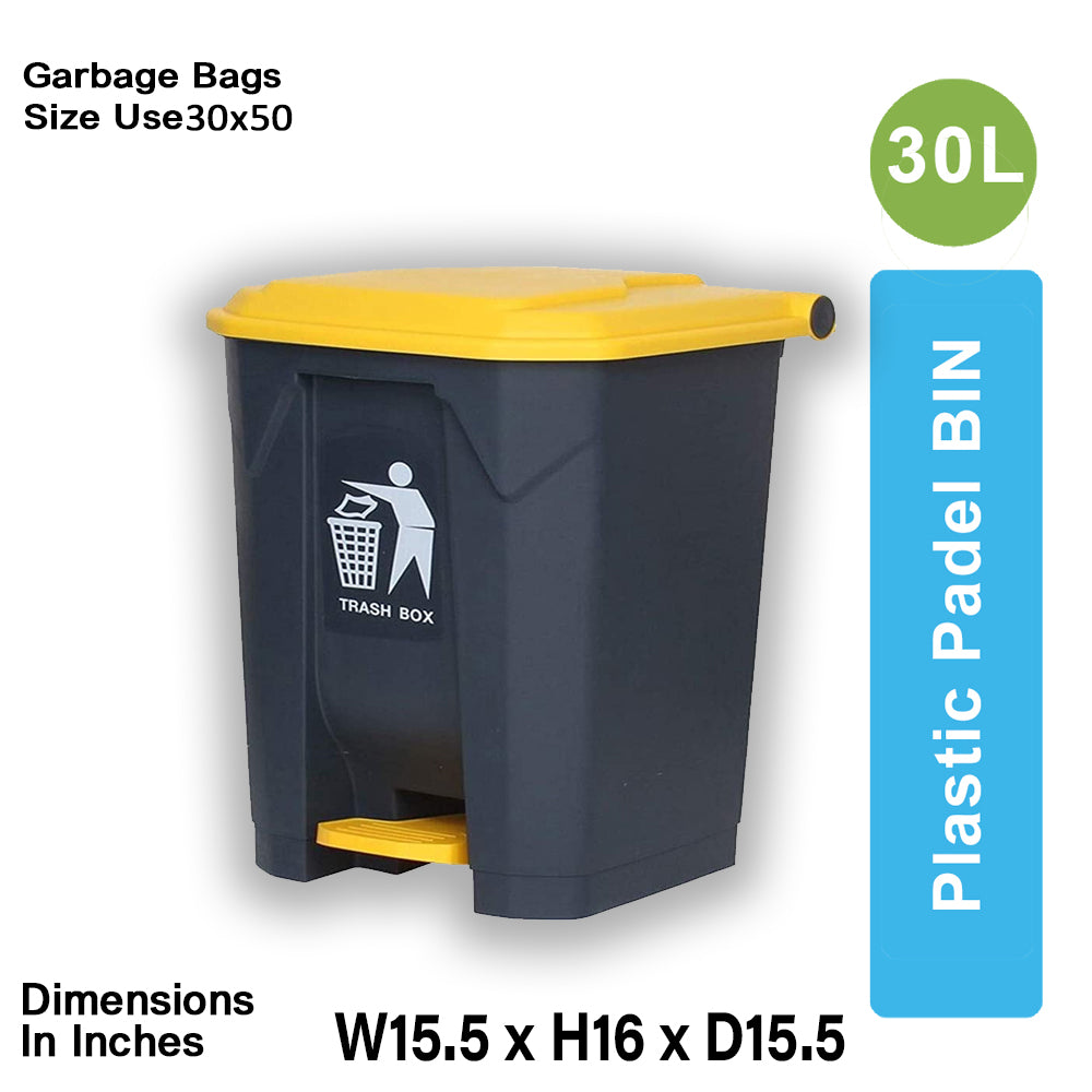 Plastic Pedal Bin-30L (Black/Yellow)