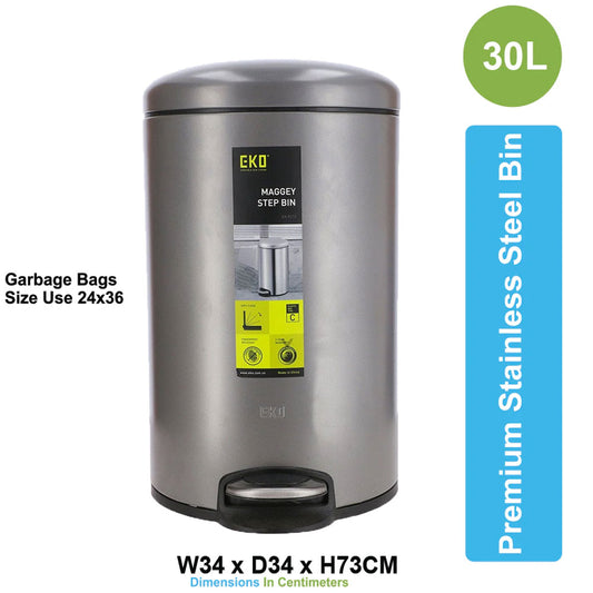 ASD-10-30L-Stainless Steel Dustbin with Pedal 30L