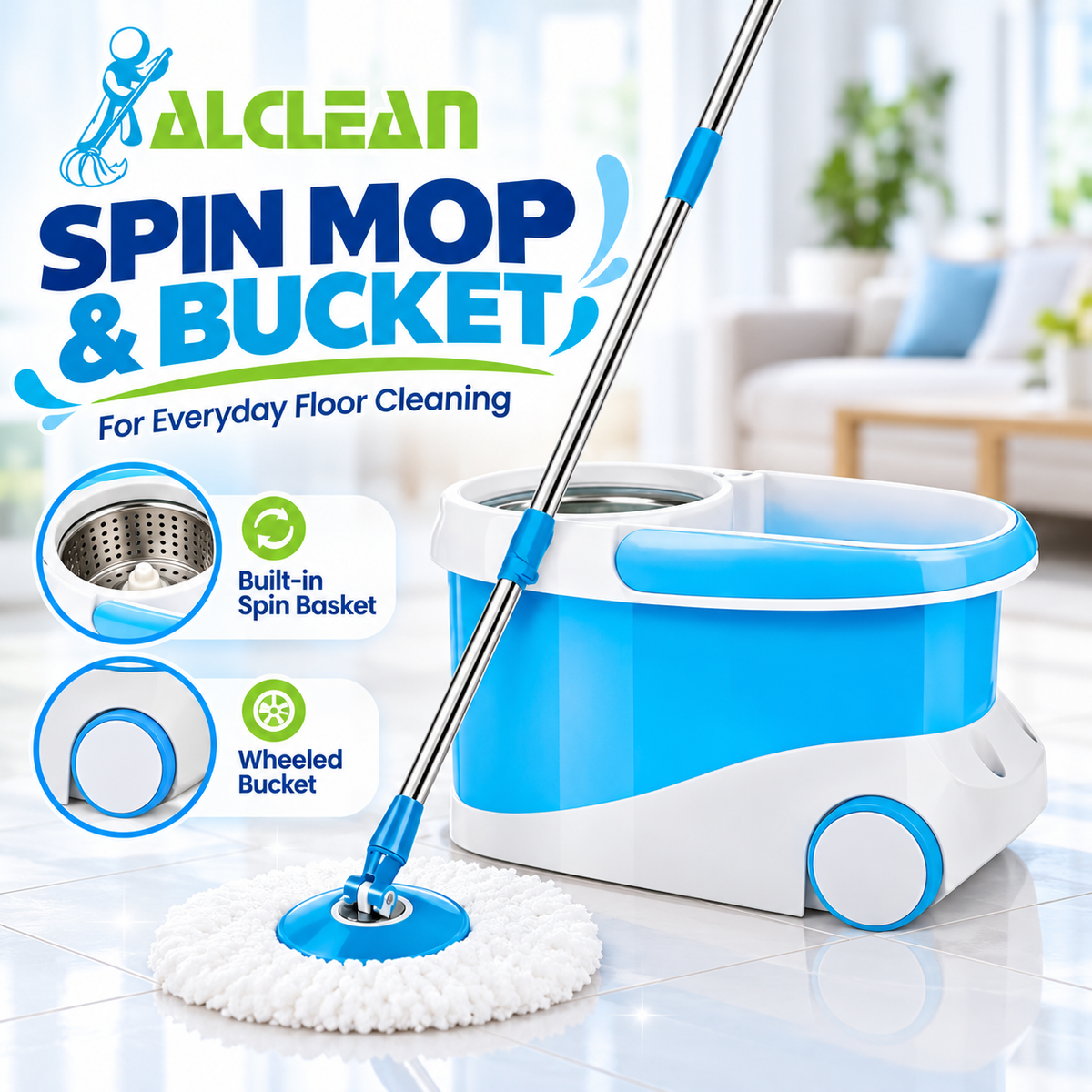 M-014B- Micro Fiber Spin Mop with Pedal
