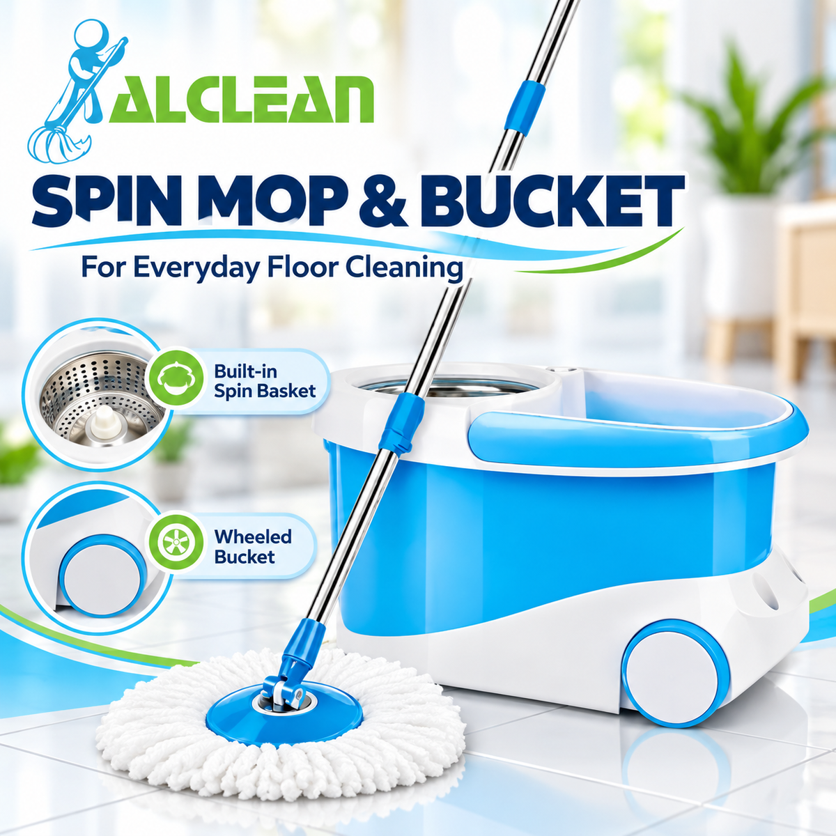 M-014B- Micro Fiber Spin Mop with Pedal