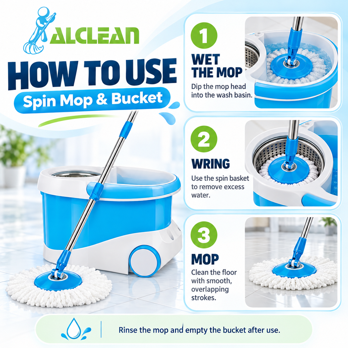 M-014B- Micro Fiber Spin Mop with Pedal