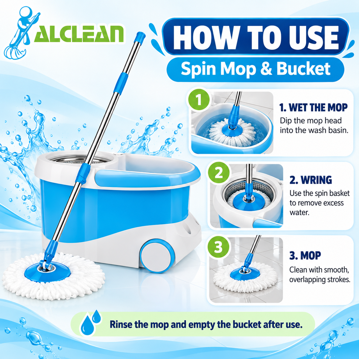 M-014B- Micro Fiber Spin Mop with Pedal