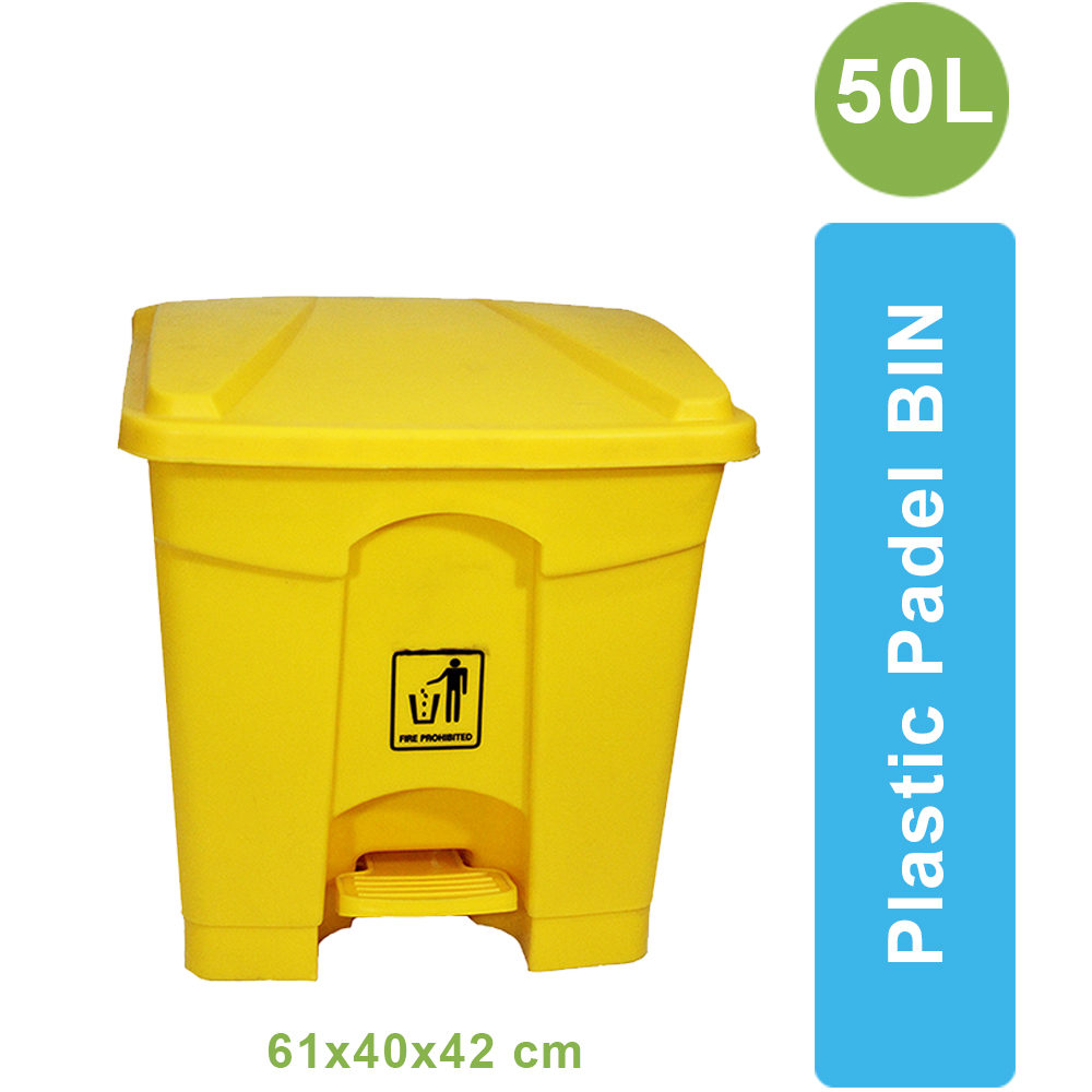 Plastic Pedal Bin-50L (Yellow) | Best Cleaning Chemicals and Products ...