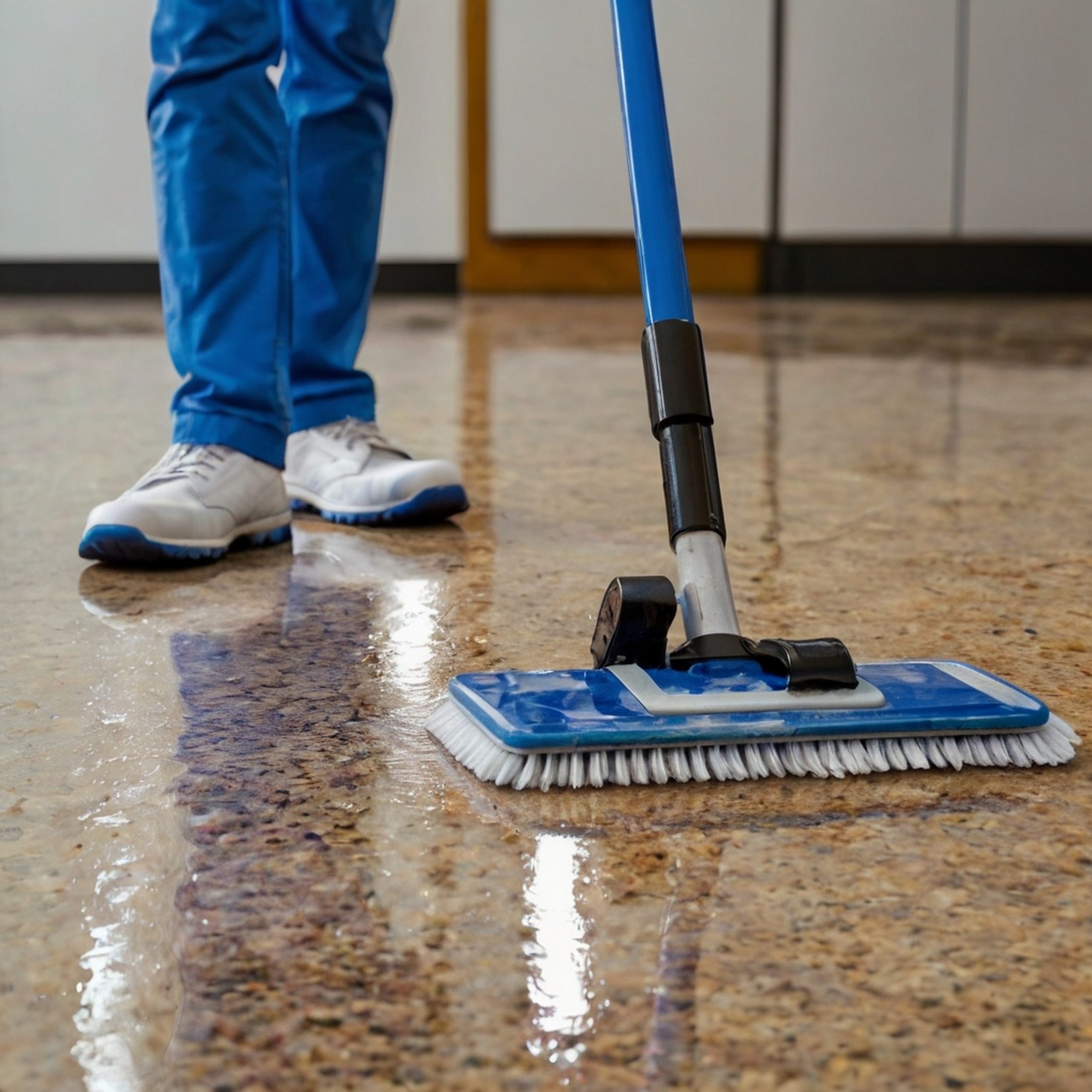 A cleaner using a floor cleaning machine